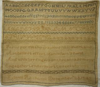 Mid 19th Century Verse & Motif Sampler By Salome Hitchcock - December 22nd 1842
