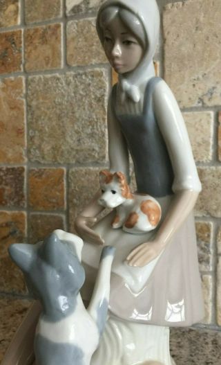 Casades Porcelain Figurine Of Sitting Lady With Dog & Cat