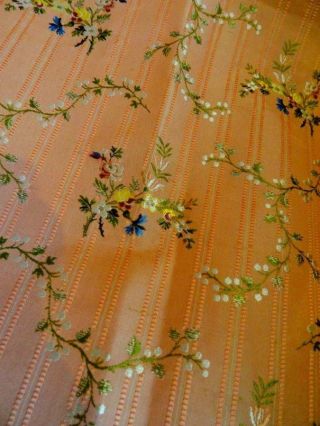 Stunning 19th Century French Lyon Silk Brocade Floral Panel Garlands (a)