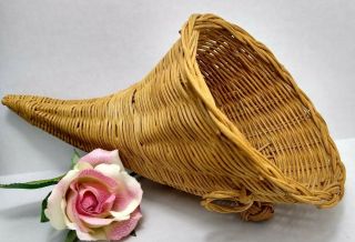Vintage Cornucopia Horn Of Plenty Basket Thanksgiving Fall Decor