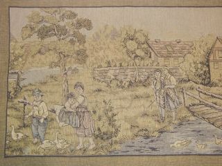 Vintage French Village Scene Tapestry Wall Hanging 171 X 65 CM T21 2