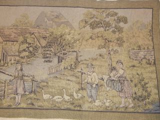 Vintage French Village Scene Tapestry Wall Hanging 171 X 65 CM T21 3