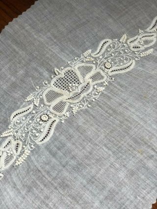 Antique French Museum Quality Hand Embroidered Floral Design C.  1870