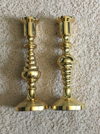Baldwin Set Of 2 Solid Brass Candlesticks/holders Heavy Weighted 7 1/2 " Tall