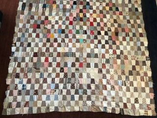 Antique Quilt Top Trapezoid Blocks Sampler Cotton Calico Fabrics 88 " X 88 "