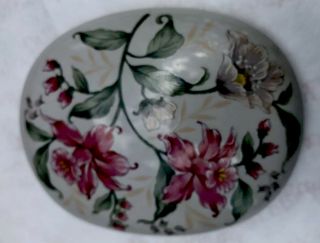 Prima Otagiri Japan Oval Porcelain Trinket Jewelry Box Floral Pattern Vintage
