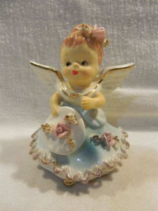 Vintage Geo Z Lefton Japan Ceramic Birthday Girl Angel Of The Month Bell -