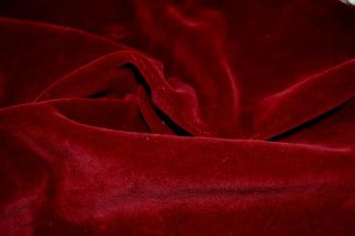 Lush Vintage Silk/cotton Velvet Fabric Piece Low Pile Doll Clothes Trim Burgundy