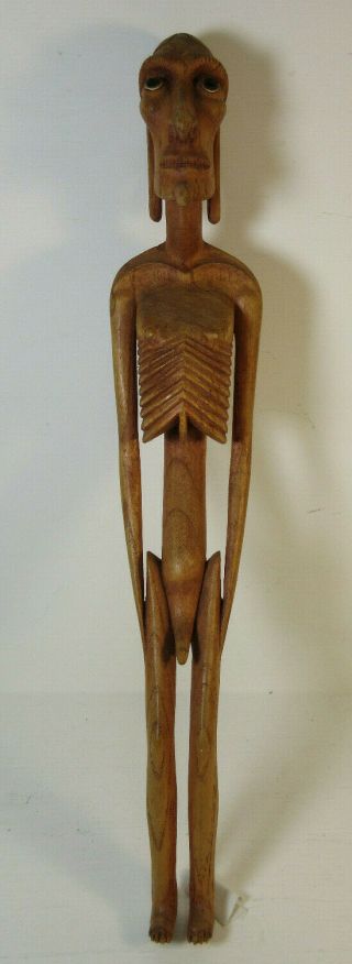 Vintage Rapa Nui Easter Island Wooden Hand Carved Famine Figure 15.  5 " Ms62