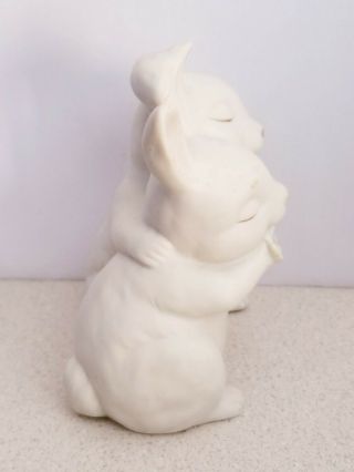 Porcelain Figurine Homco 1990 “He Loves Me” Easter Bunnies Hugging Just In Time 2