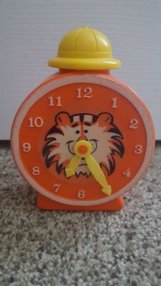 Vintage Avon Tic Toc Tiger Bubble Bath Toy Plastic Bottle Orange Clock Empty Guc