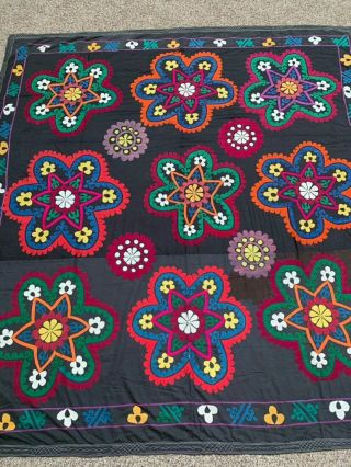 Antique Uzbek Vintage Wall Hanging Hand Embroidery Tablecloth Best Gift Suzani