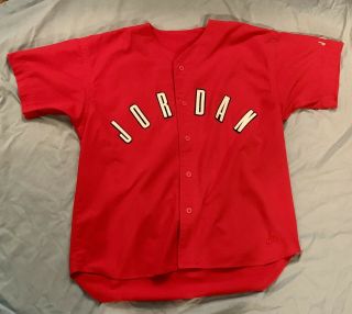 Vintage 90’s Nike Air Jordan Red Button Up Baseball Jersey Adult M - L