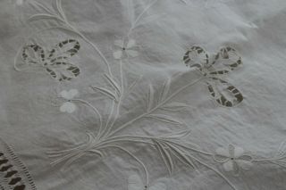Vintage Linen Bed Sheet 86x104 Shams 23x33 Hand Embroidery Cut Work