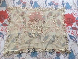Antique Lace Pillow Brussels Vintage Textiles Rare Christening Baby Gift