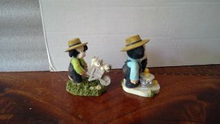 Mary ' s Moo Moos 1999 Amish Cow Boy Figurines (2) 645419 & 645389 2