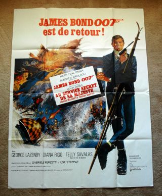 Vintage James Bond 007 - Ohmss Movie Poster 1sh Film Ski Alps Art