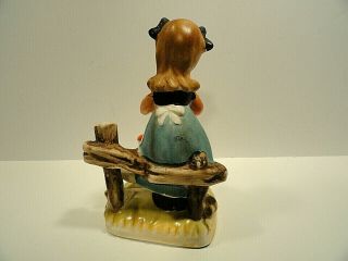 Vintage Farm Girl Feeding Chicken Figurine Japan 3