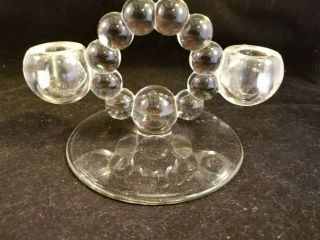 Vintage Crystal Clear Glass Ball Candlestick Dual Holder