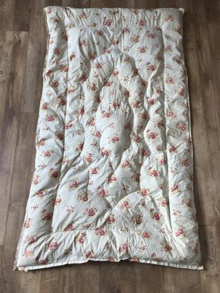 Pelaw Quilt Vintage Feather Eiderdown Cotton Pink & Cream Spot Floral Single Bed