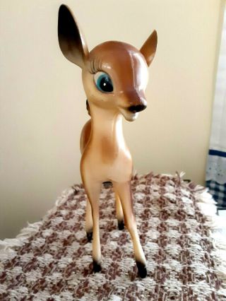 Vintage Hard Plastic 6.  5 " Tall Fawn Figurine: No Bell Or Collar: Hong Kong.