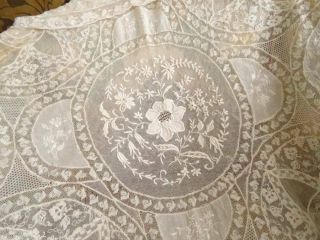 A Wonderful Antique Victorian Normandy Lace Table Cloth