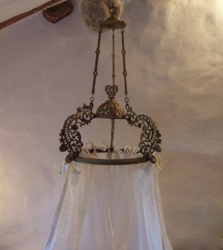 Large Antique French Ciel De Lit Bed Canopy Couronne Crown 19th Century