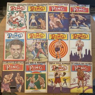 The Ring Boxing Magazines 1951 12 Issues Complete Set Jan - Dec Vtg