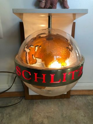 Vintage 1968 Schlitz Beer Globe,  Light Up Sign With Rotating Globe