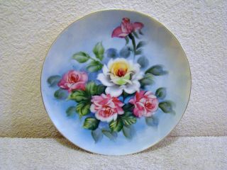 Vintage White And Pink Rose Lefton China 8 " Sl2816 Decorative Plate,  Collectible