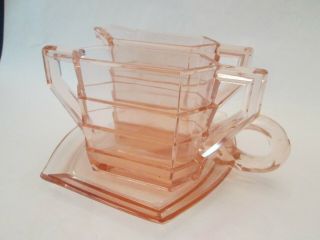 Rectangular Sugar Creamer Set Vintage Indiana Glass Depression Pink Tea Room