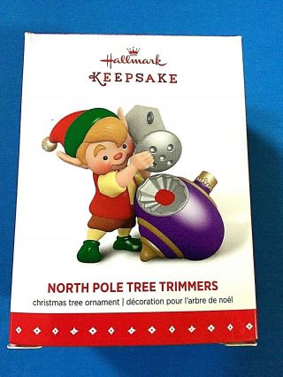 Hallmark " North Pole Tree Trimmers " Elf Ornament 2015