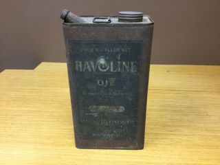 Vintage Early Havoline Gallon Oil Can Indian Refining Co.  York City (mar13)