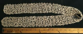Antique Fine Hand Made Lace Lappet 40 " X 2.  5 " Late 1800 