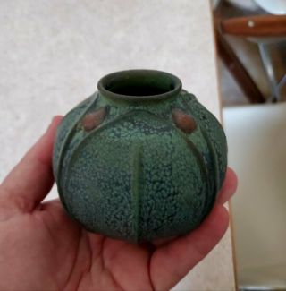 Vintage Jemerick Pottery Arts & Crafts Grueby Style Small Bulbous Vase