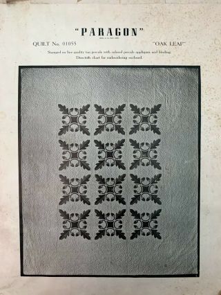 Antique 1930 ' s Unfinished Paragon Oak Leaf Applique Quilt Top Kit 2