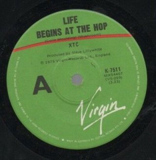 Xtc Rare 1979 Aust Only 7 " Festival Punk Single " Life Begins At The Hop "