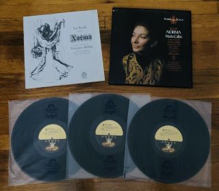 “norma” Maria Callas 3 Record Set W/booklet Vincenzo Bellini Rare Vinyl Opera