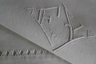 Sublime Antique French Linen Dowry Sheet Monogram 