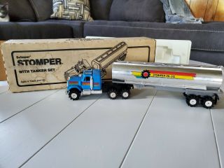 Vintage Schaper Stomper Semi Truck & Oil Tanker Trailer Set 1983 Read Desc
