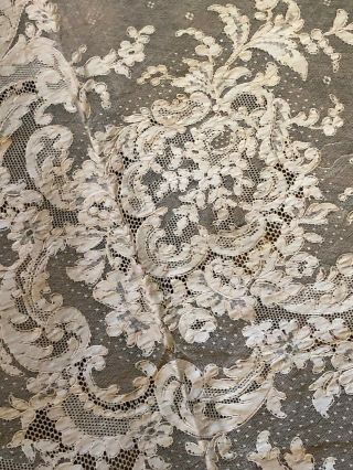 Antique French Alencon Lace Tablecloth W 12 Napkins Banquet 72 X 108 "