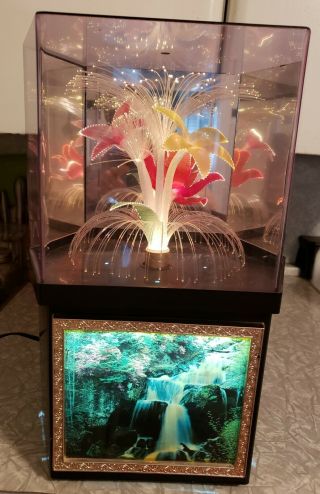 Vintage Fiber Optic Flowers,  Waterfall Base Light Lamp & Color Changing