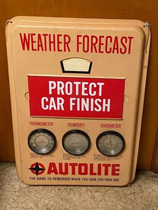 Vintage Ford Dealer Autolite Weather Forecast Station Sign
