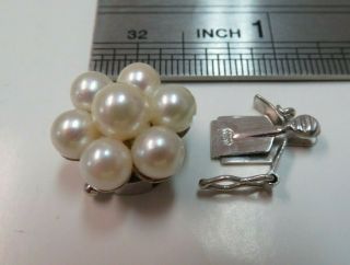Vtg 14k Solid W.  Gold Pearl Clasp For Single Strand Bracelet Necklace