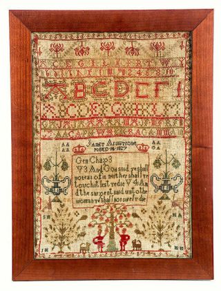 Adam And Eve Sampler Janet Armstrong 1827