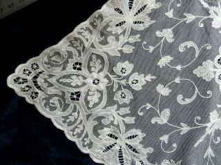 Antique French Tambour net lace table cloth color ivory 33” x 29” 2
