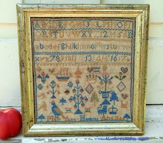 Small Needlework Sampler By Mary Hankins Dated 1844