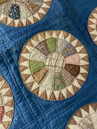 WOW Antqiue Handmade Hand Quilted Sunburst Quilt Circa mid 1800s 68 