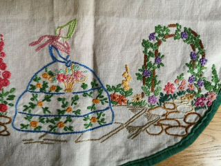 Vintage Hand Embroidered Beautifully Detailed Crinoline Lady Floral Apron
