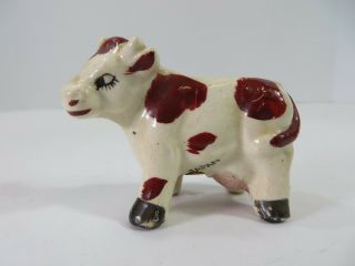 Vintage Miniature Cow Made In Japan Salt Shaker Brown White Ceramic 7501